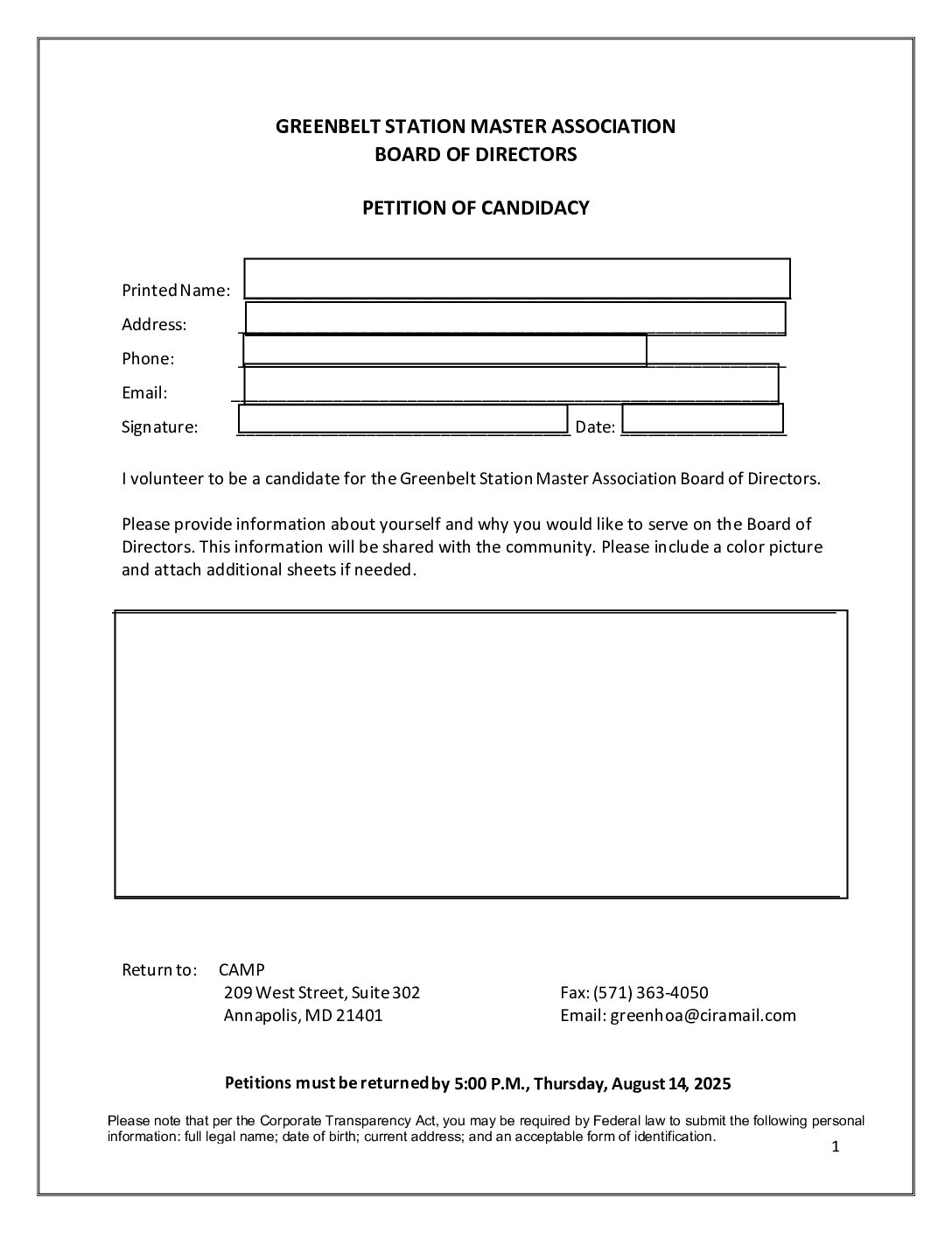 Petition of Candidacy 2025 – Fillable